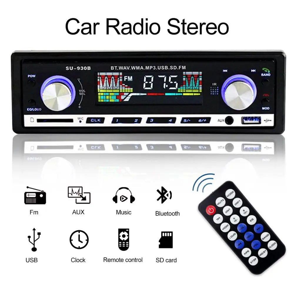 Bluetooth Авторадио Стерео радио FM Aux вход приемник SD USB 12V In-dash oto teypleri Авто 1 din