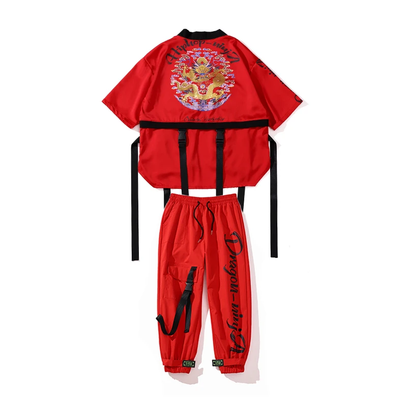 

Hip Hop Costumes Boys Loose Red Tops Pants For Girls Hip Hop Performance Clothing Ballroom Dancing Clothes Stage Wear