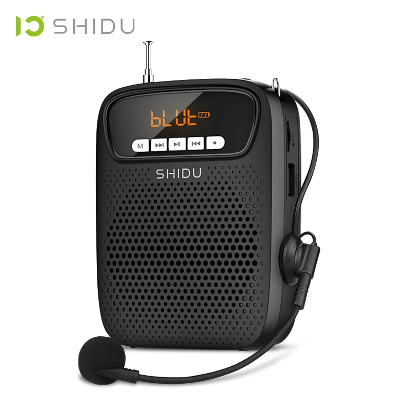 Amplificador de Voz com Fio Bluetooth para Professores Shidu Portátil Microfone Gravação Áudio fm Rádio Aux Alto-falante Instrutor S278 15w