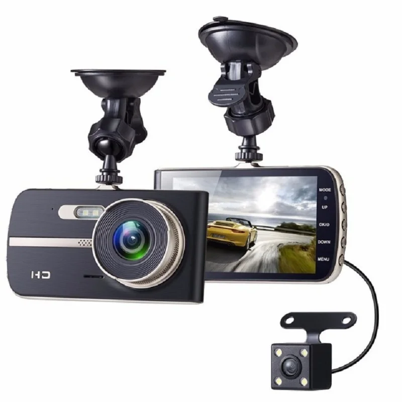 

4 Inch Front And Rear Dual Lens Driving Recorder HD 1080P Car Vehicle DVR EDR Dashcam With G-Sensor Rearview Functions Dash Cam