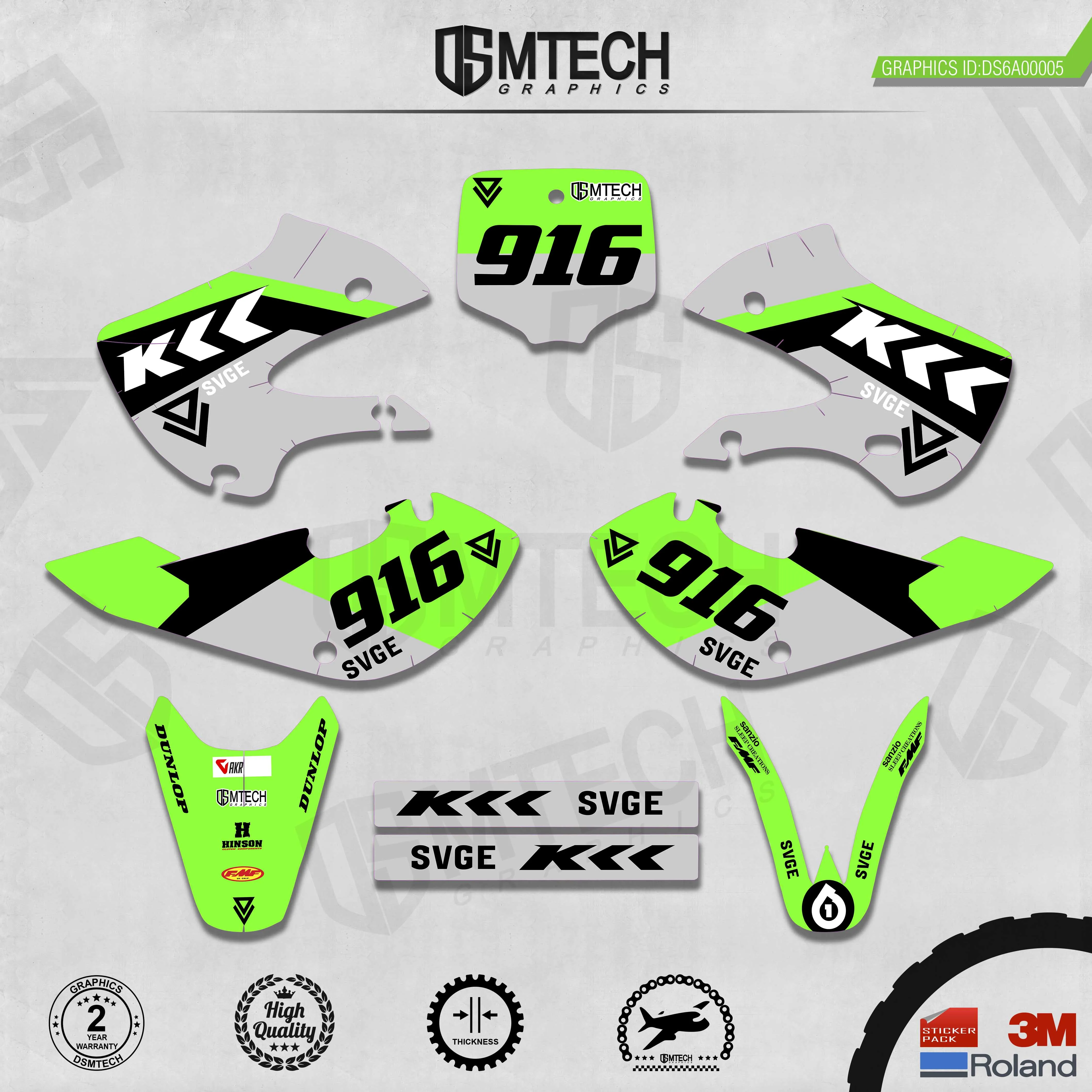 DSMTECH Customized Team Graphics Backgrounds Decals 3M Custom Stickers For KAWASAKI  2000-2020 KX65 005