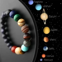 lovers eight planets natural stone bracelet universe yoga chakra galaxy solar system beads bracelets for men women jewelry