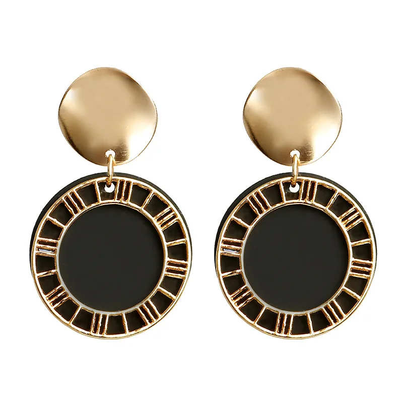 

Roman Numerals Drop Earrings Creative Retro Fashion Sequined Hollow Disc Candy Earrings Personality Ear Jewelry Female Wholesale