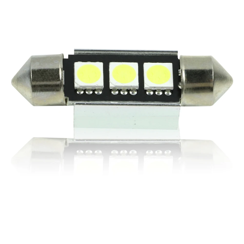 6418 светодиодный лампы 36 мм 6500K белый супер яркий Подсветка салона 3-SMD 5050 C5W