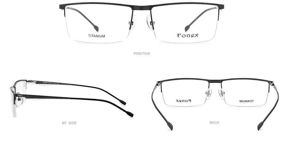 FONEX, оптические очки, мужские, сверхлегкие, квадратные, по рецепту, очки, оправа, мужские, полуоправы, половина близорукости, Безвинтовые очки, 8826