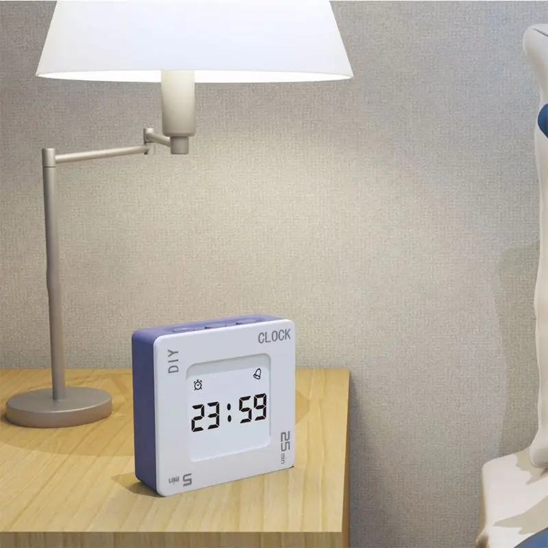 

DIY Time Management Pomodoro Timer Creative Square Alarm Clock Vibration Flashing Backlight Timer Reminder for Students