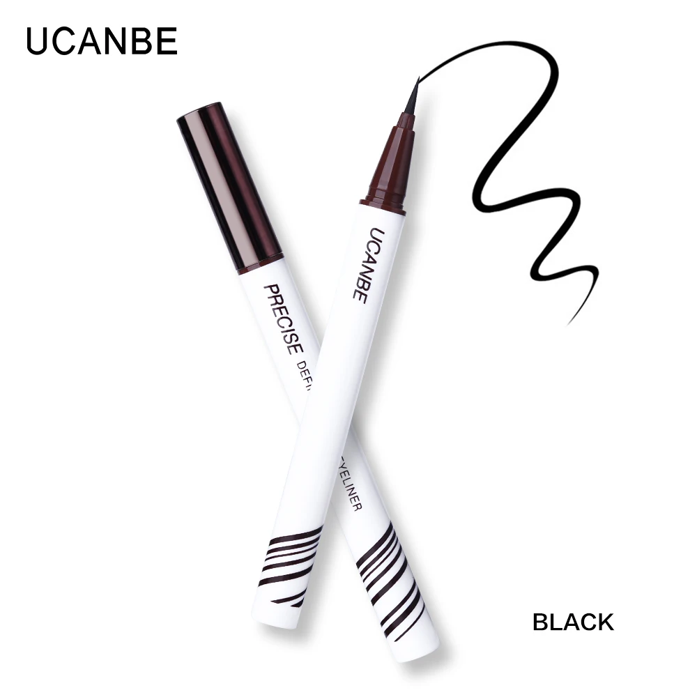 BLACK UCANBE Black Brown Waterproof Liquid Eyeliner Pencil Fast Dry Ultra-fine Tip Eye Liner Pen Makeup Long Lasting Non-fading Eyes - Цвет: BLACK