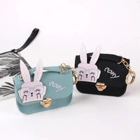 pu multifunctional embroidery key chain coin purse card bag clutch cartoon rabbit storage hanging wallet purse coin bag new