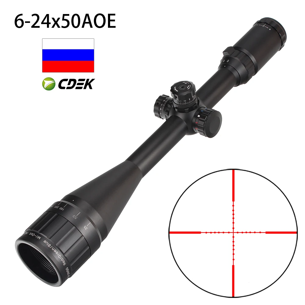 Охотничий прицел 6 24X50 AO тактический оптический полноразмерный Mil Dot красный