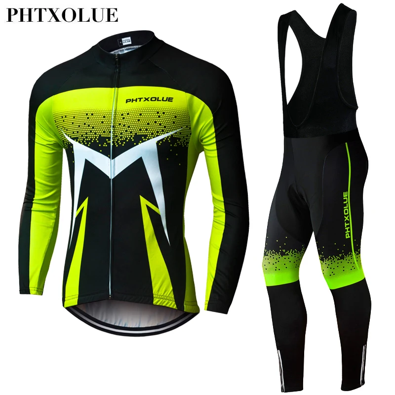 Мужская зимняя Термоодежда Phtxolue для велоспорта красная синяя зеленая с длинным