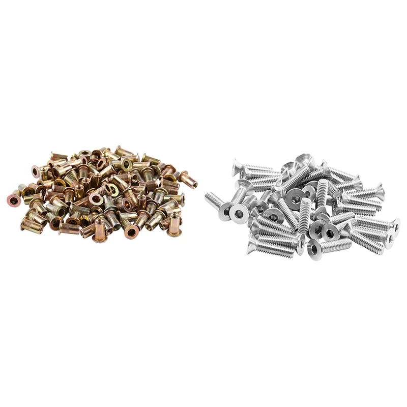 

100 Pcs M3x9mm Countersunk Head Blind Rivet Nuts & 50 Pcs M3 X 12Mm Metric Hex Socket Head Screw Bolts