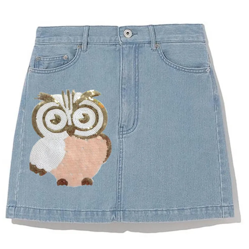 T shirt Women sweet patch sequins 22cm owl birds deal with it biker patches for clothing stickers 3d t mens free shipping | Дом и сад