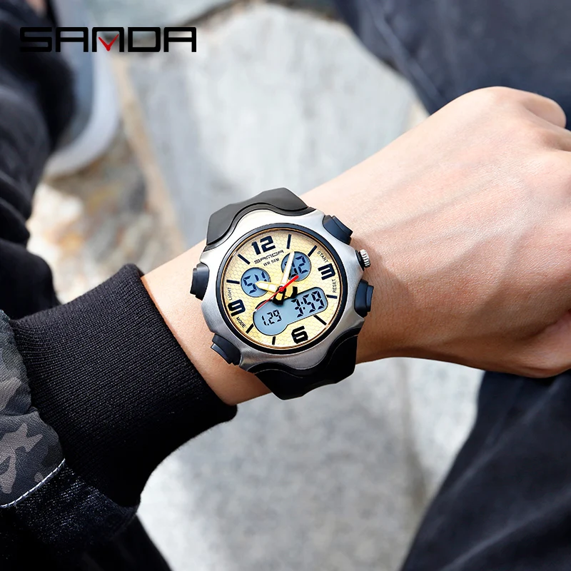 

Sanda Sports Watch Student Outdoor Electronic Watch Luminous Men's Large Dial Electronic Watch 30m Waterproof Multi-function