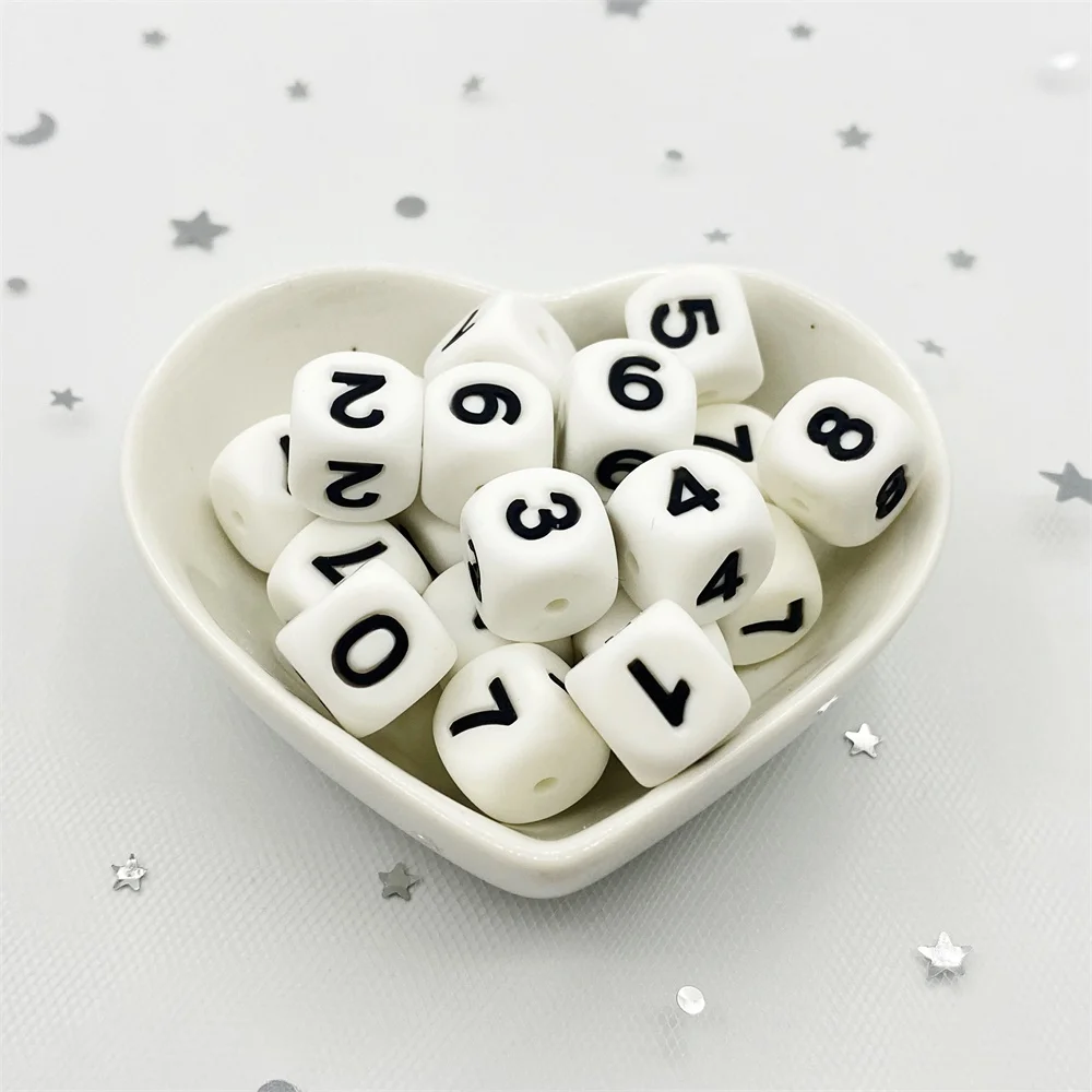 Бусины-прорезыватели силиконовые с арабскими цифрами кубики-цифры ожерелье для