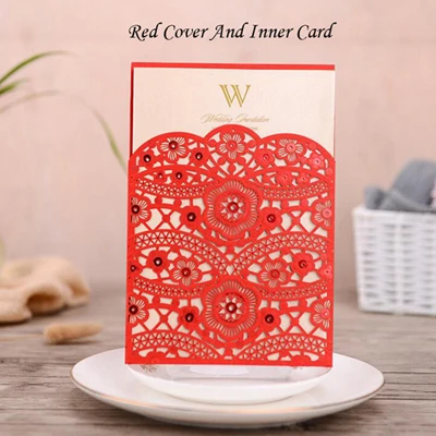 Cover And Inner Card 1 шт. элегантная вырезанная лазером Свадебная пригласительная открытка кружевная Флора на заказ с конвертом поздравительная открытка Свадебные украшения вечерние сувениры - Цвет: Cover And Inner Card