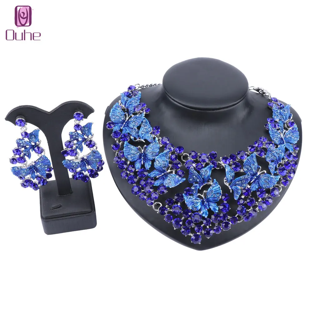 Женский ювелирный комплект из колье и серёг с кристаллами | Украшения аксессуары