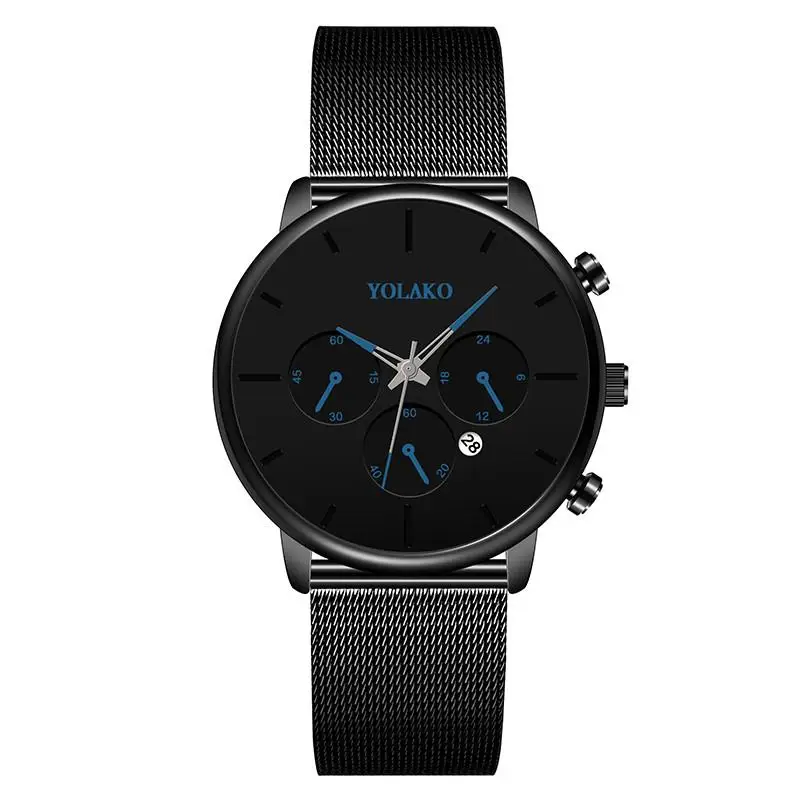 Часы наручные мужские с сетчатым браслетом Модные Кварцевые Спортивные деловые