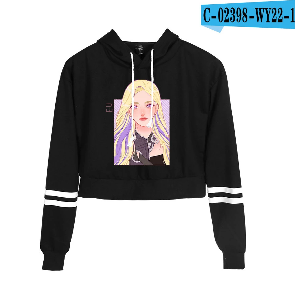 Everglow Kpop Корейская новая команда для девочек уличная Женская пуловер пупка толстовки Толстовка крутая поясничная популярная новинка года толстовки - Цвет: WY22