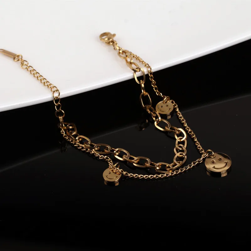 

TOSAKO Stainless Steel Bracelet Titanium Smile Face 2021 Trend Gold Color Jewelry for Women