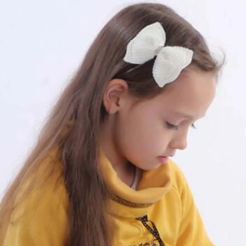 Белые жемчужные банты для волос с заколками девочек детские бутиковые стразы