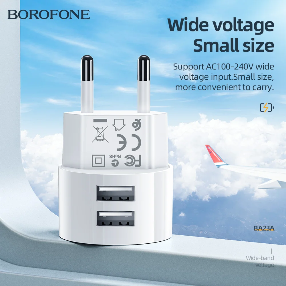 borofone 5v 2 4a dual usb charger eu plug quick charge wall charger mobile phone charging mini adapter travel charger for iphone free global shipping