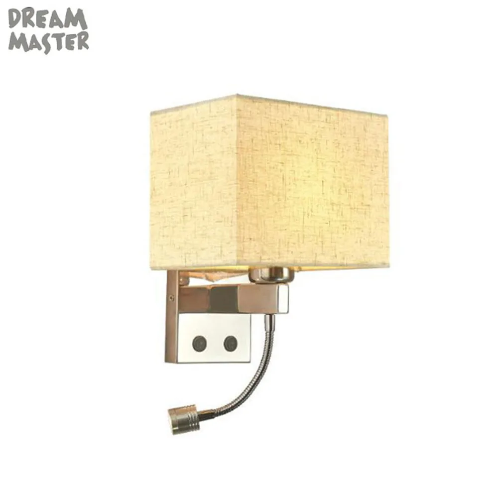 Прикроватный настенный светильник подвесной для чтения ED тканевый спальни