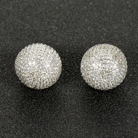 hibride fashion round ball cz pave gold color stud earring for women party accessories bijoux female boucles doreilles e 972