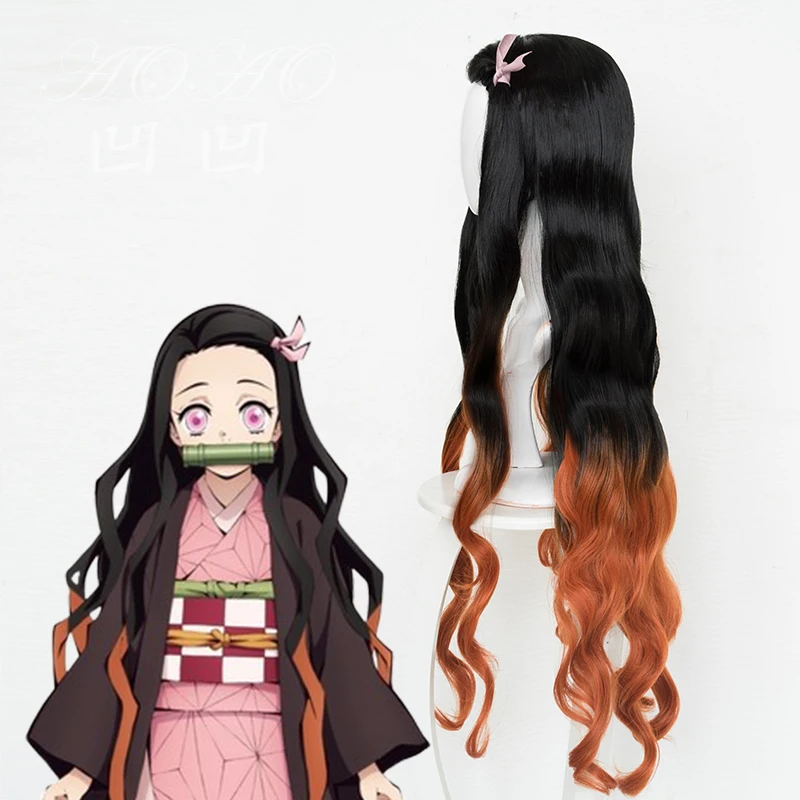 100 см/39 &quotАниме демон убийца: Kimetsu без Yaiba камадо Nezuko cos длинные волосы черного