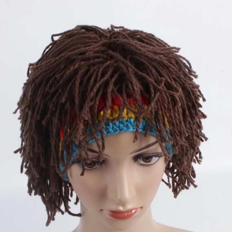 Хэллоуин крючком парик шапочка Для женщин 2019 Забавный эластичный дреды шляпа