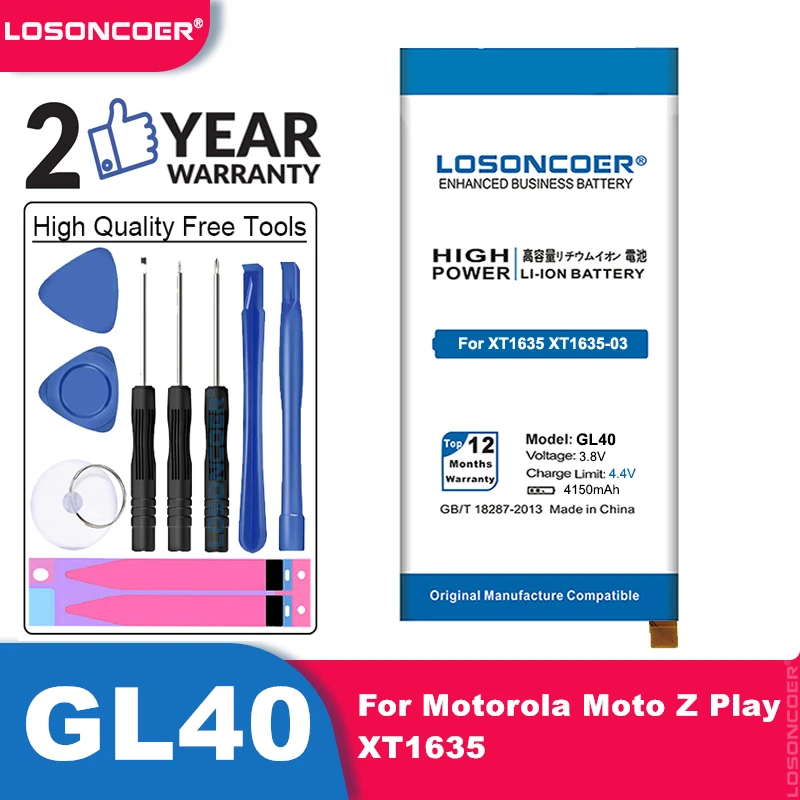 LOSONCOER 4150 мАч SNN5974A GL40 для Motorola Moto Z Play XT1635 03 Droid 01 аккумулятор телефона|Аккумуляторы