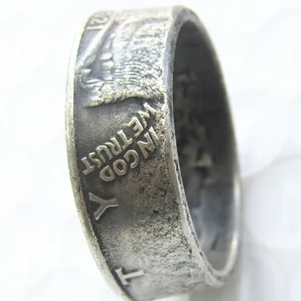 

Walking Half Dollar Ring ‘woman’Handmade Silver Plated Coin Ring In Sizes 7-12