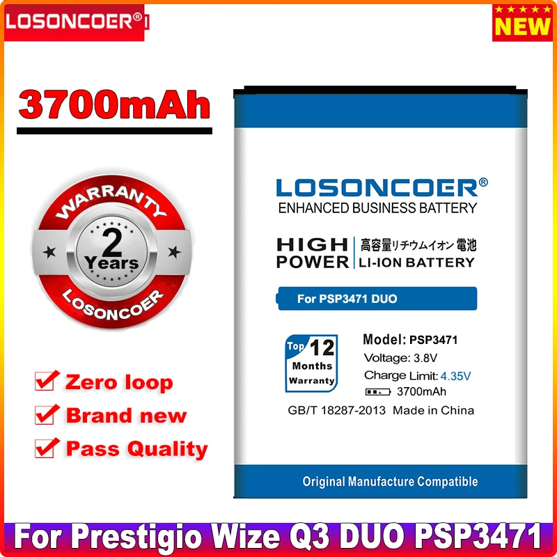 Аккумулятор LOSONCOER PSP3471DUO PSP3471 DUO 3700 мА · ч, аккумулятор для Prestigio Wize Q3 DUO PSP3471 мобильный телефон + номер отслеживания