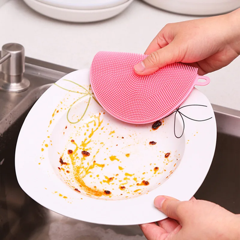

1PC Silicone Cleaning Brush Dishwashing Sponge Multi-functional Fruit Vegetable Cutlery Kitchenware Brushes Kitchen Tools