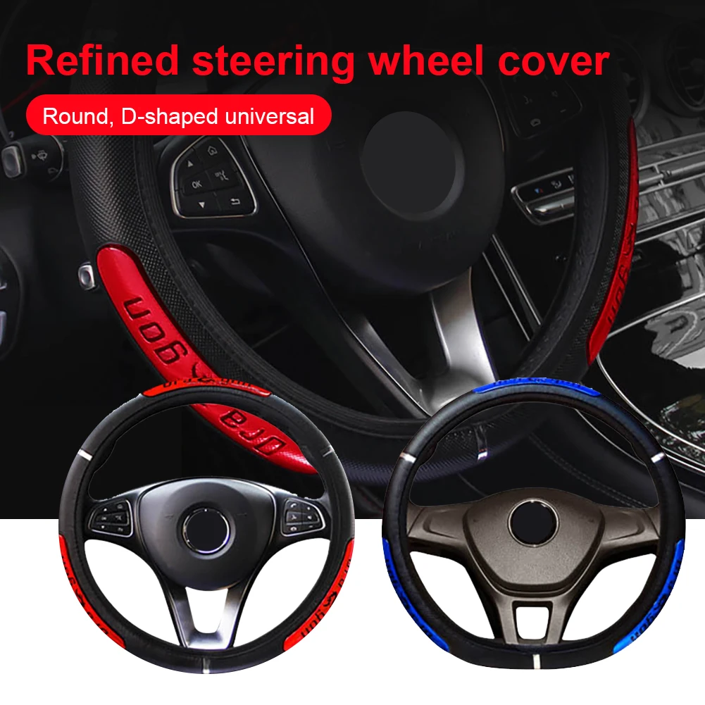 

14.5"~15"Anti-Slip car Leather braid for steering wheel Dragon Design steering wheel case Cover Odorless interior accessories