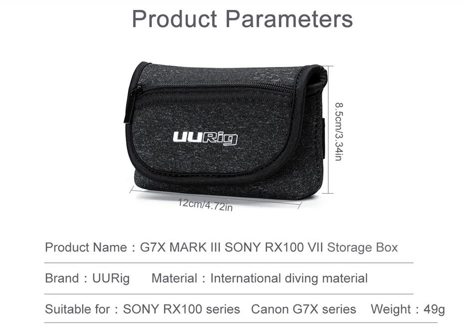 UURig R014 сумка для камеры защитный чехол сумка для хранения для sony RX100 VII Canon G7X Mark III Point& Shoot аксессуары для камеры