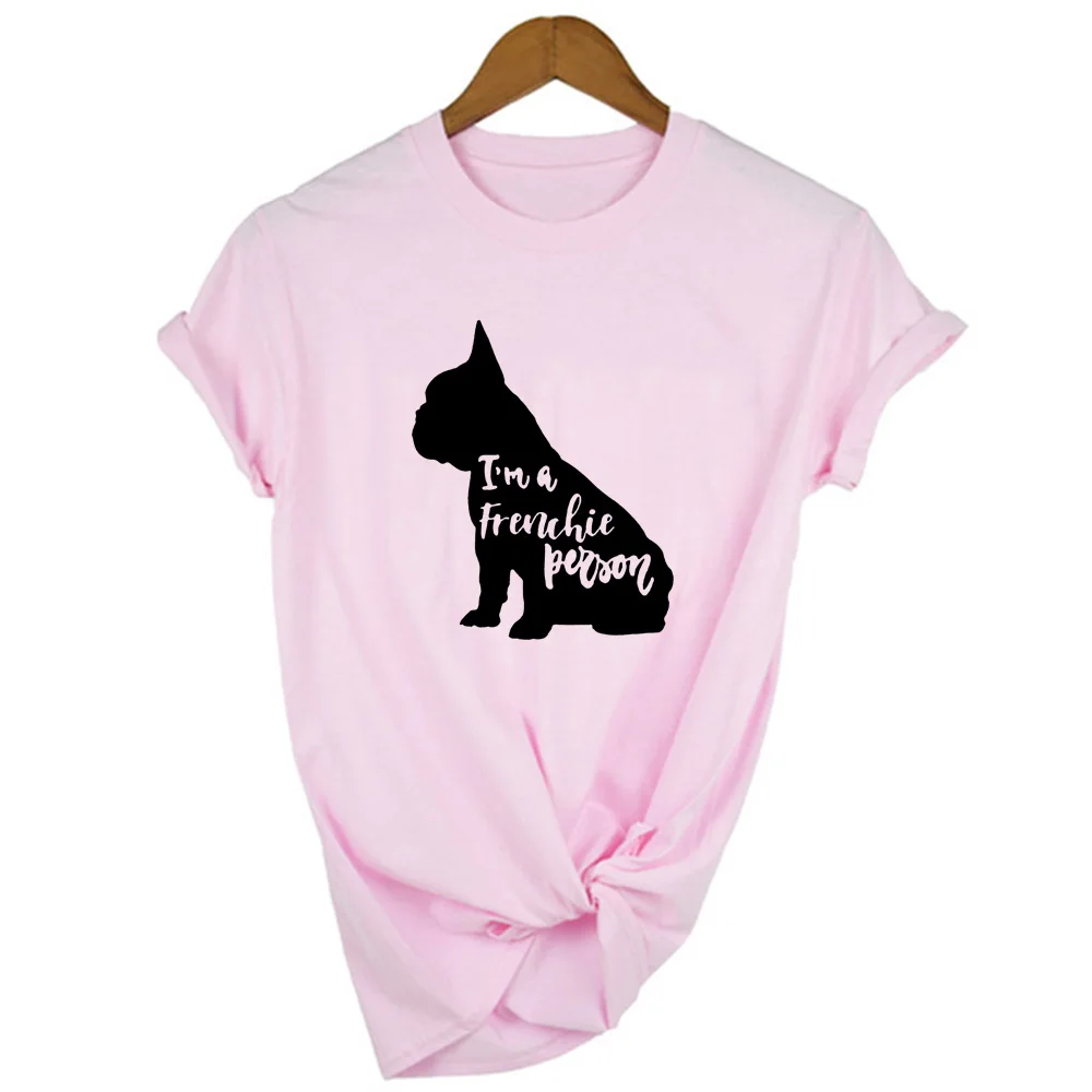 Женские футболки с принтом I'm A Frenchie Person изображением французского бульдога Dog Mom