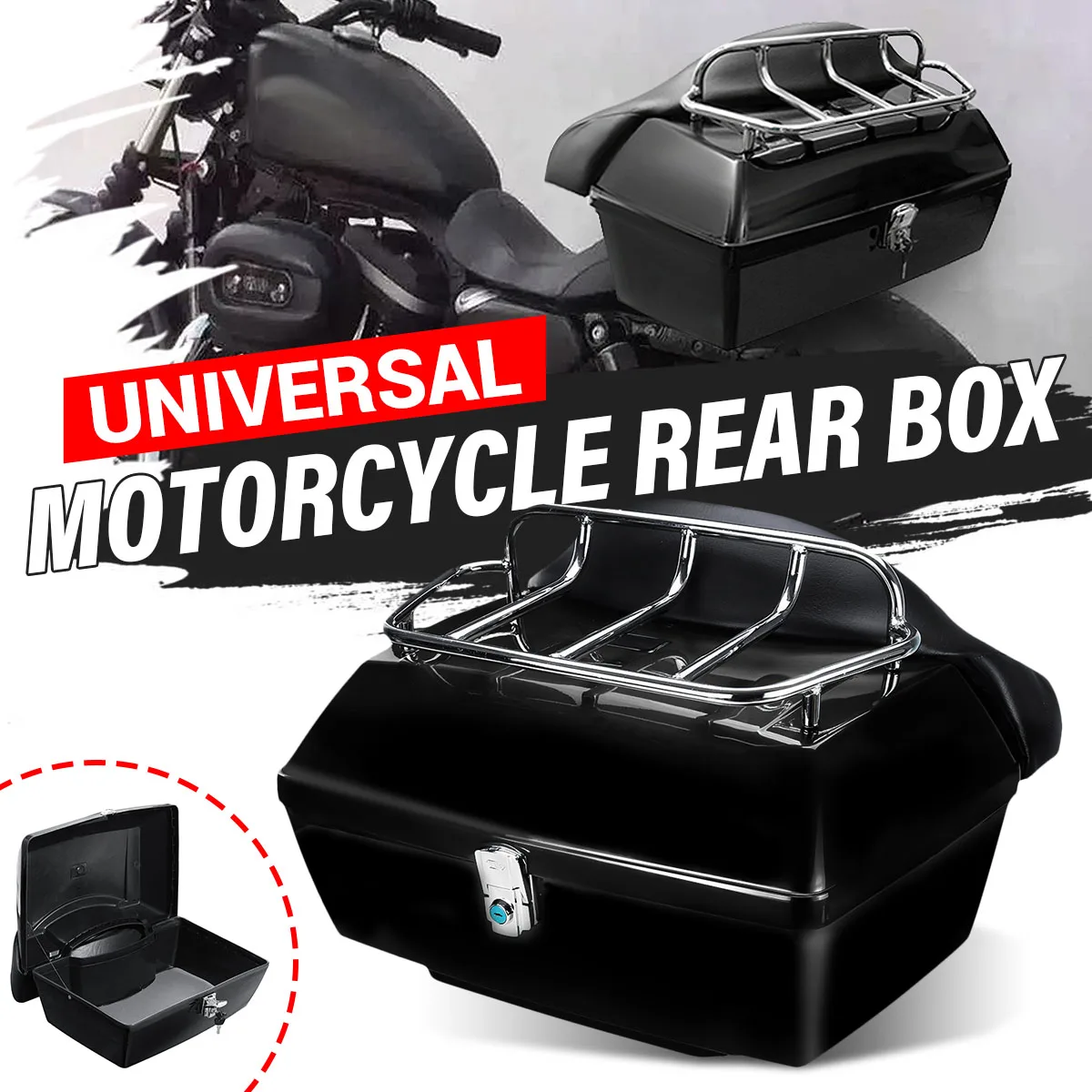 Задний багажник для мотоцикла 48 л коробка хранения чехол ящик инструментов с