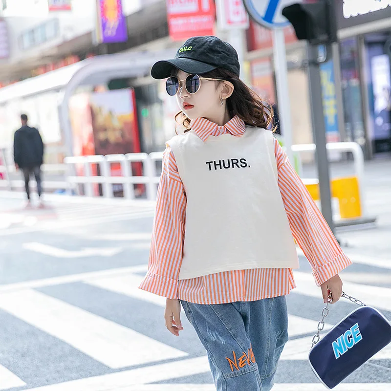 

New Casual Stripe Children's Clothes Baby Girls Tops+ Pants 2pcs/Set Kids Spring Summer Costume Toddler Teenage Clothing