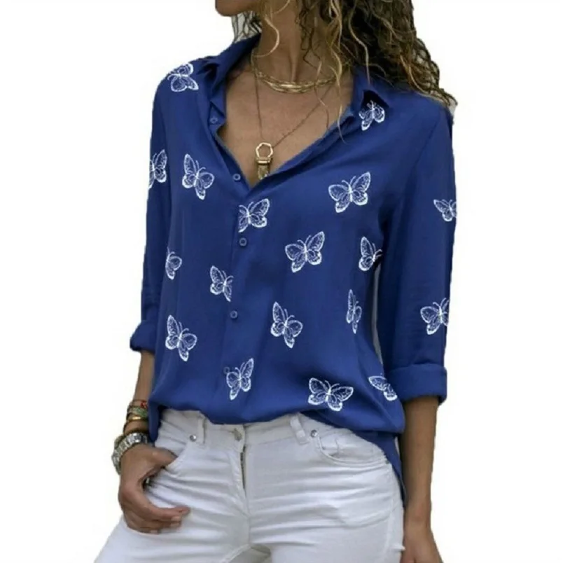 

Women Blouses Summer Tops Office Oversize Short Sleeve Lapel Chiffon Blouse Female Work Print Blouse Plus Size 5XL Blusas mujer