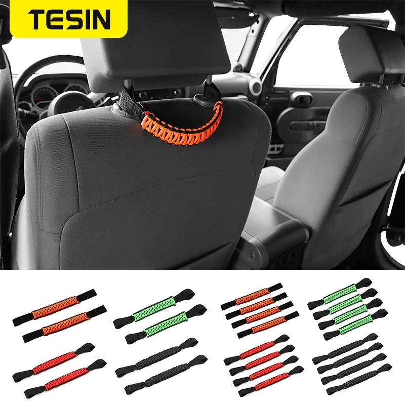 

TESIN Interior Accessories For Jeep Wrangler JK 2007-2017 Car Top Handle With Hole Seat Headrest Grab Handle For Jeep Wrangler