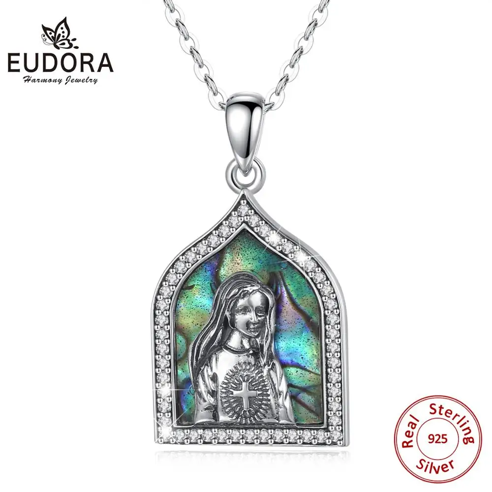 Ожерелье с кулоном в виде креста и девушки Eudora из стерлингового серебра 925 пробы