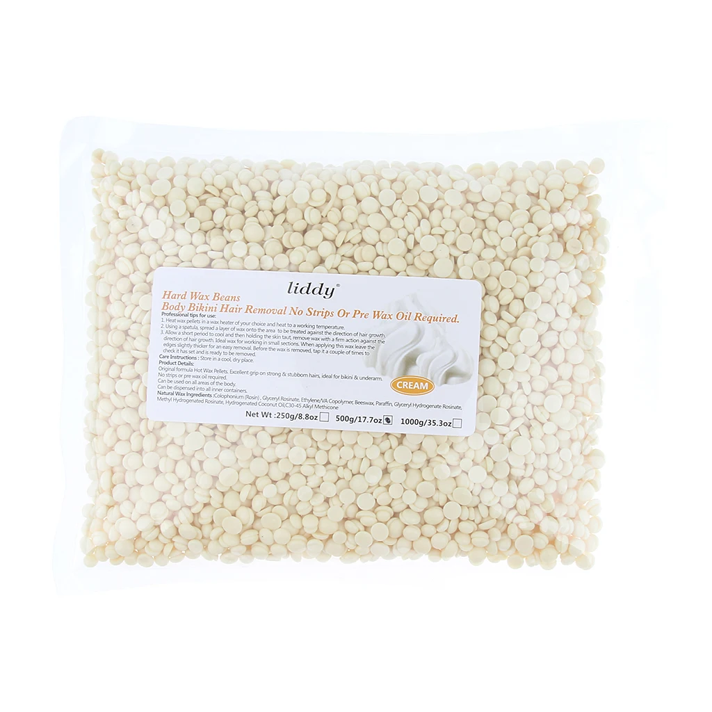 

500g/Bag Home Beauty Salon Hair Removal Hard Wax BeanS Natural Depilatory Wax Beads for Upper Lip Area, Chest, Back