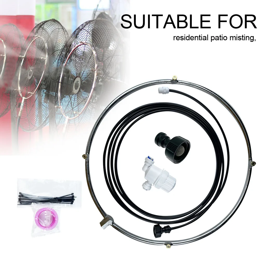 

Home Multifunction Portable Durable Stainless Steel Misting Ring Set Low Pressure 3/16 Thread With 4 Nozzles Cooling System