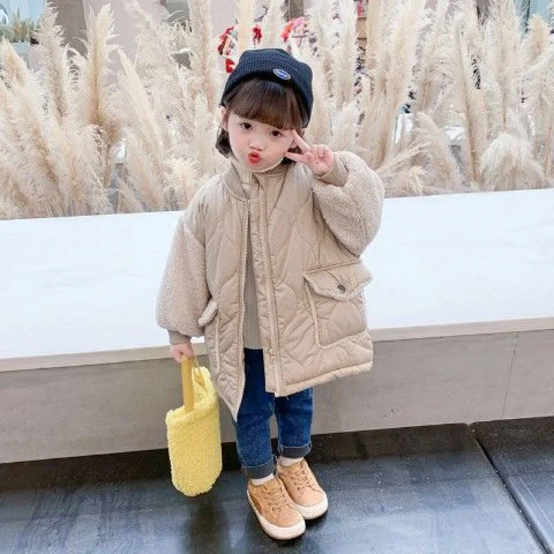 Демисезонная утепленная куртка для девочек хлопковый спортивный костюм верхняя