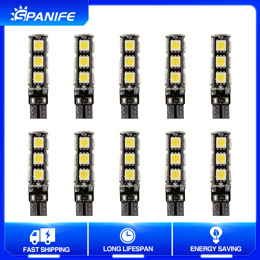 

Spanife 10PCS Car t10 led 192 w5w super bright 9led canbus Car marker Auto Wedge Clearance Lights bulb parking lamps Side Light