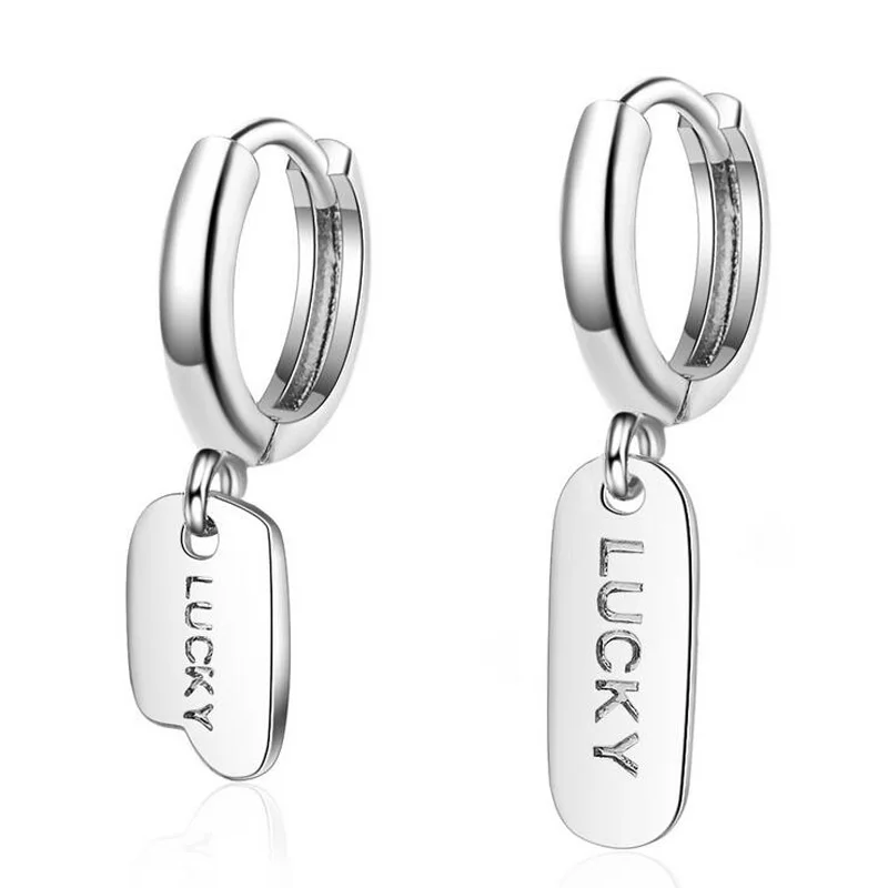 

Женские серьги-кольца из серебра 925 пробы, с квадратными буквами на удачу