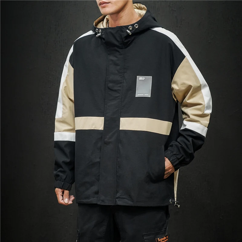 Новая Осенняя куртка 2020 модная повседневная мужская ветровка контрастного цвета