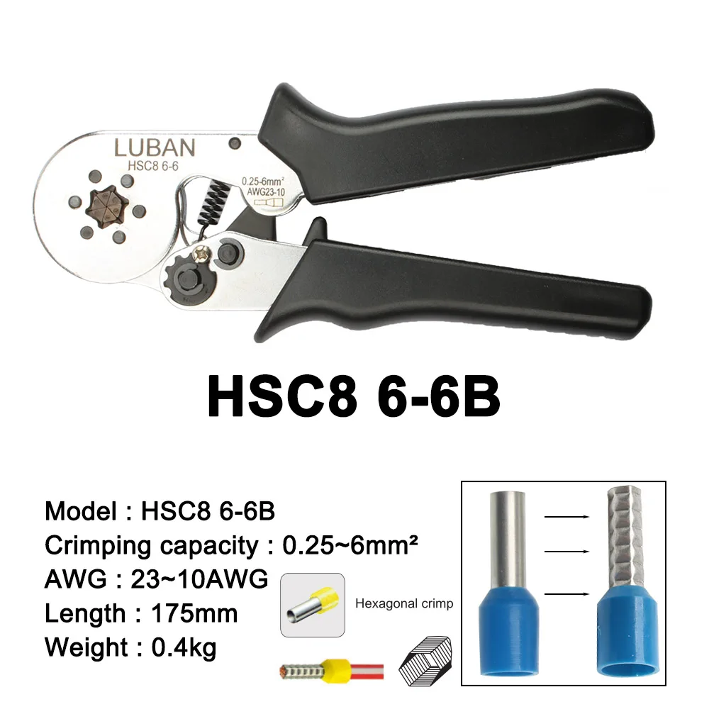 Фото HSC8 6-6B HSC8 6-6A мини-тип саморегулирующиеся обжимные плоскогубцы 0,25-6 мм обжимные клеммы мульти HSC8 6-6 №2