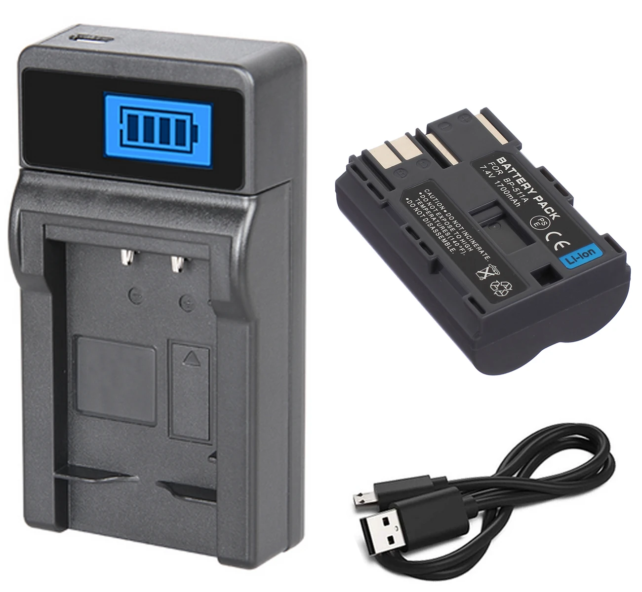 

Battery Pack + Charger for Canon BP-508, BP-511A, BP511A, BP-511, BP511, BP-512, BP512, BP-512A, BP-514 Rechargeable Lithium-ion