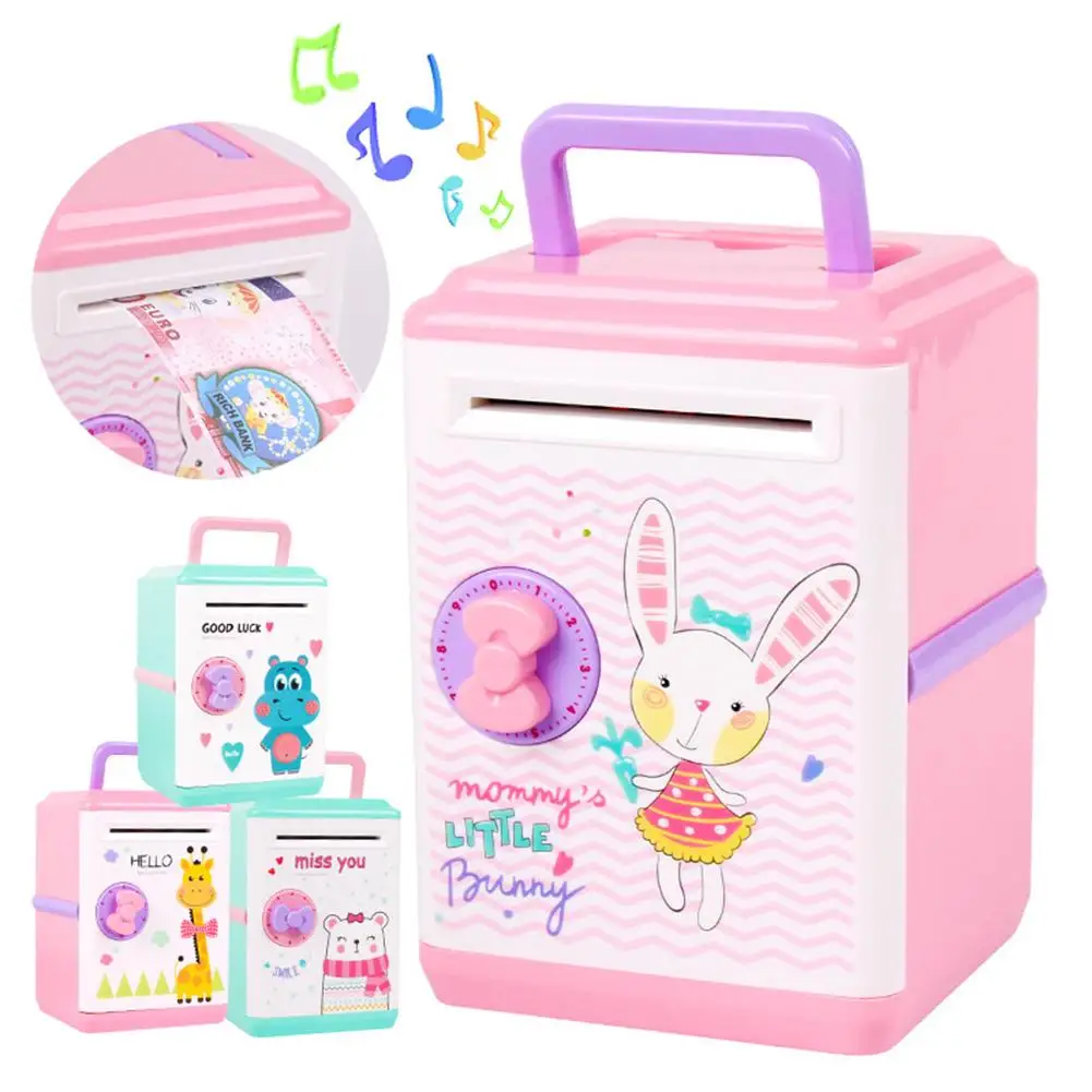 Мультфильм дети копилка игрушка мини банкомат деньги пароль монеты депозит